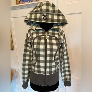 Lululemon Scuba Hoodie. Mint green and gray buffalo check.